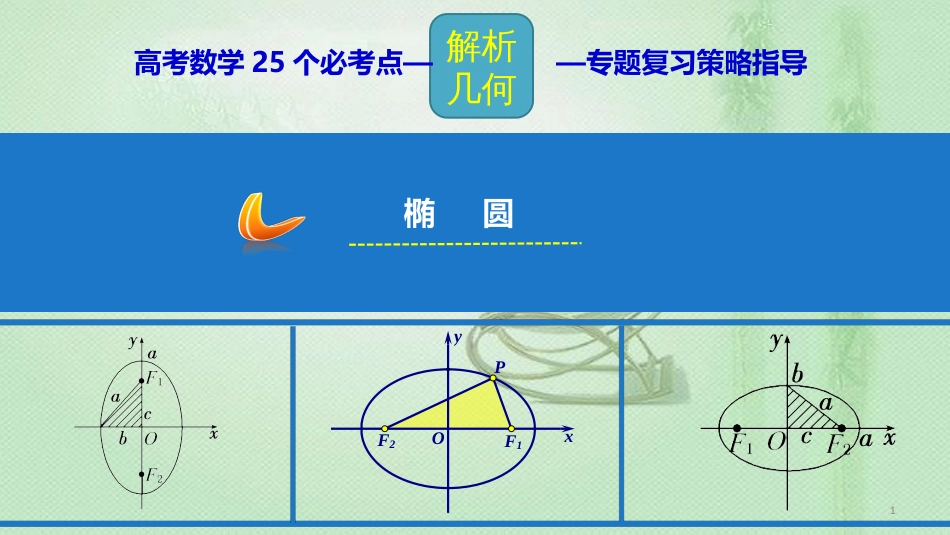 高考数学 25个必考点 专题19 椭圆优质课件_第1页