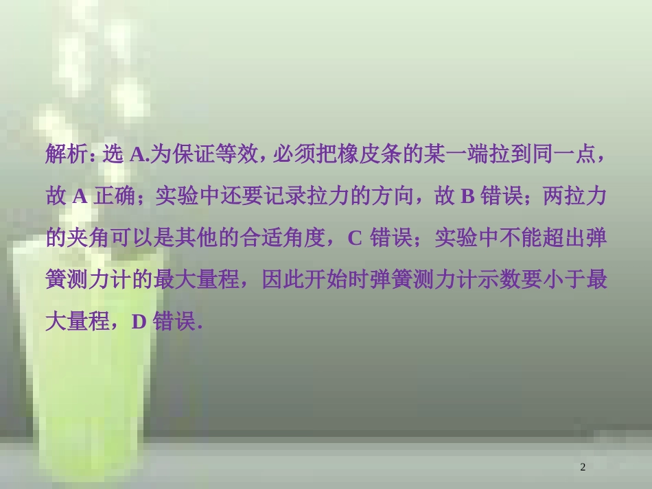 （新课标）高考物理一轮复习 第二章 相互作用 实验三 验证力的平行四边形定则随堂达标优质课件_第2页