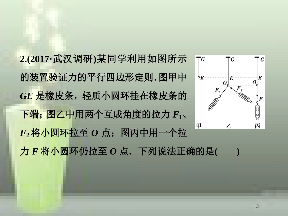 （新课标）高考物理一轮复习 第二章 相互作用 实验三 验证力的平行四边形定则随堂达标优质课件_第3页