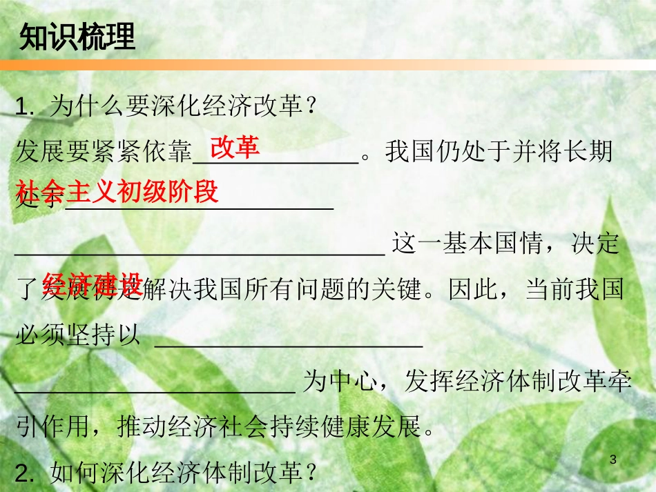 九年级道德与法治上册 第2单元 踏上富强之路 第3课 改革注入活力 第2站 深化经济改革优质课件 北师大版_第3页