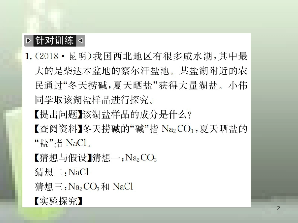 （云南专版）2019年中考化学总复习 题型复习（四）实验与探究题优质课件_第2页