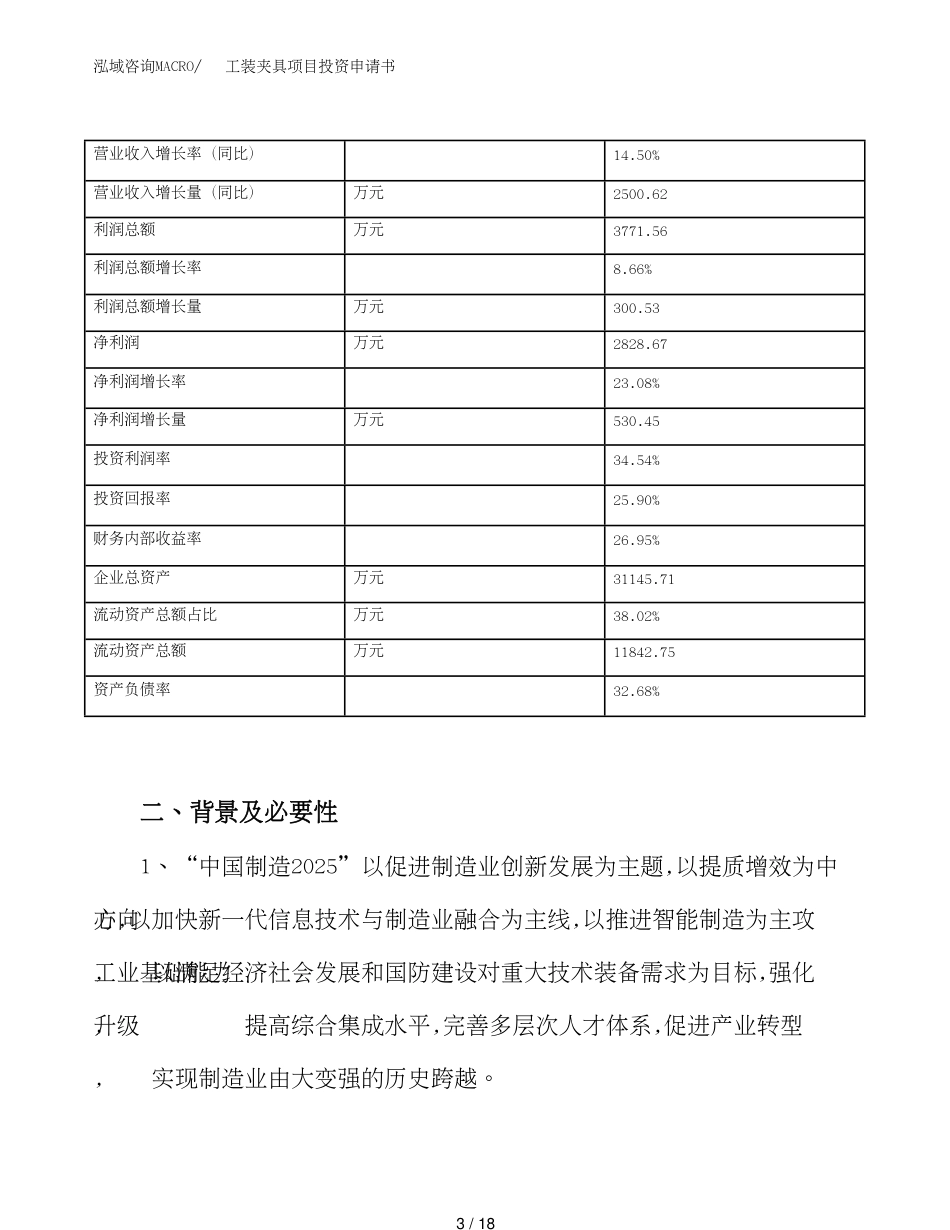 工装夹具项目投资申请书（园区入驻）_第3页