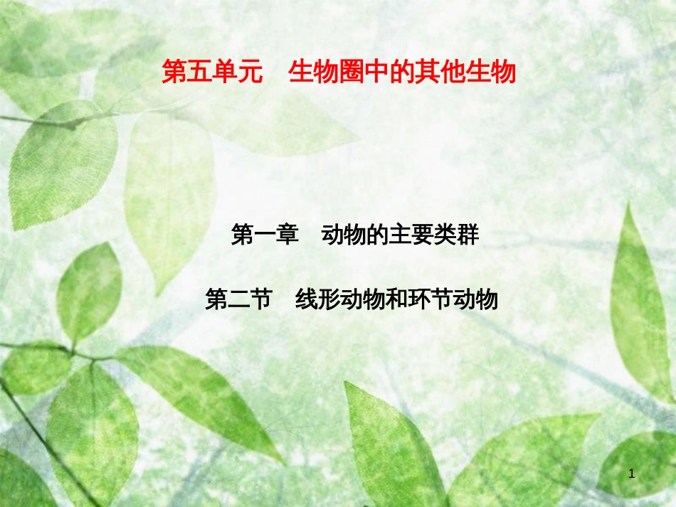 八年级生物上册 第5单元 第1章 第2节 线形动物和环节动物习题优质课件 （新版）新人教版_第1页