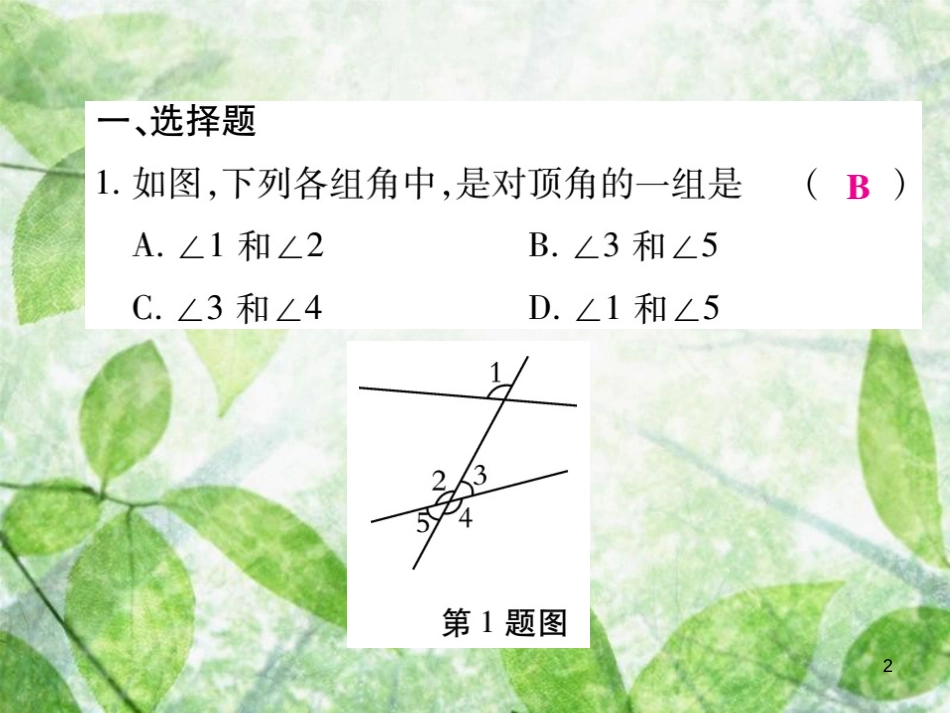 七年级数学上册 期末复习攻略 综合专卷六 相交线基础优质课件 （新版）华东师大版_第2页