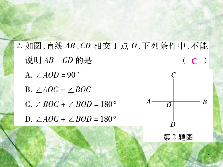 七年级数学上册 期末复习攻略 综合专卷六 相交线基础优质课件 （新版）华东师大版_第3页