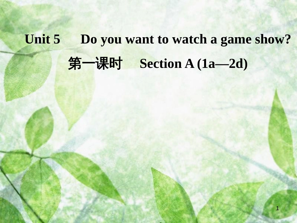 八年级英语上册 Unit 5 Do you want to watch a game show（第1课时）Section A（1a-2d）导学优质课件 （新版）人教新目标版_第1页