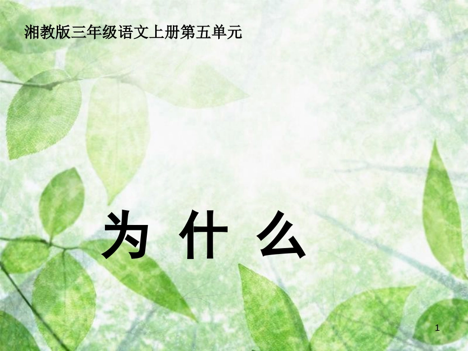 三年级语文上册 第五单元 为什么课件1 湘教版_第1页