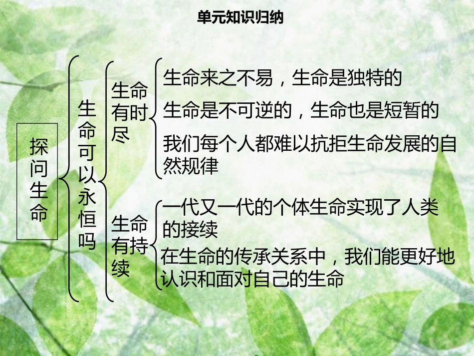 七年级道德与法治上册 第四单元 生命的思考单元复习习题优质课件 新人教版_第2页