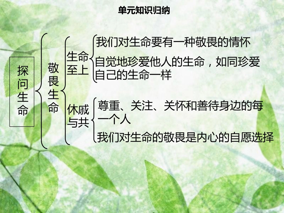 七年级道德与法治上册 第四单元 生命的思考单元复习习题优质课件 新人教版_第3页
