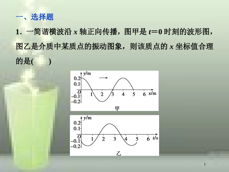 高考物理一轮复习 第十四章 机械振动与机械波光电磁波与相对论 第二节 机械波课后检测能力提升优质课件_第1页