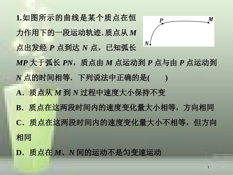 高考物理一轮复习 第四章 曲线运动万有引力与航天 第一节 曲线运动运动的合成与分解随堂达标巩固落实优质课件_第1页