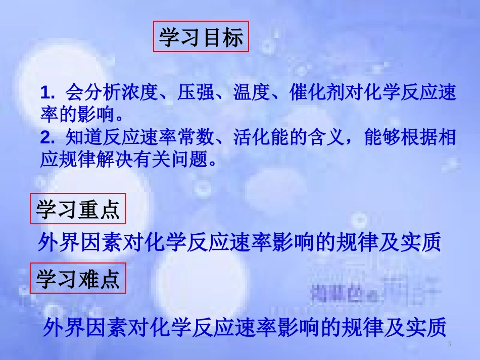 高中化学 第2章 化学反应的方向、限度与速率 2.3.2 外界因素对化学反应速率的影响课件 鲁科版选修4_第3页