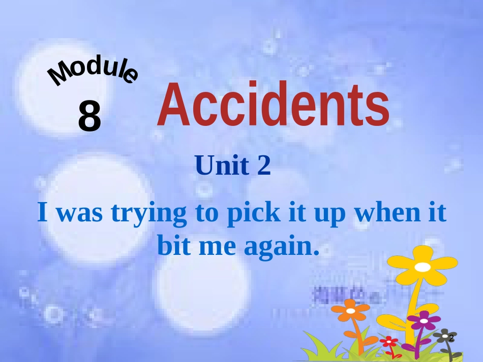 八年级英语上册 Module 8 Accidents Unit 2 I was trying to pick it up when it bite me again课件 （新版）外研版_第2页