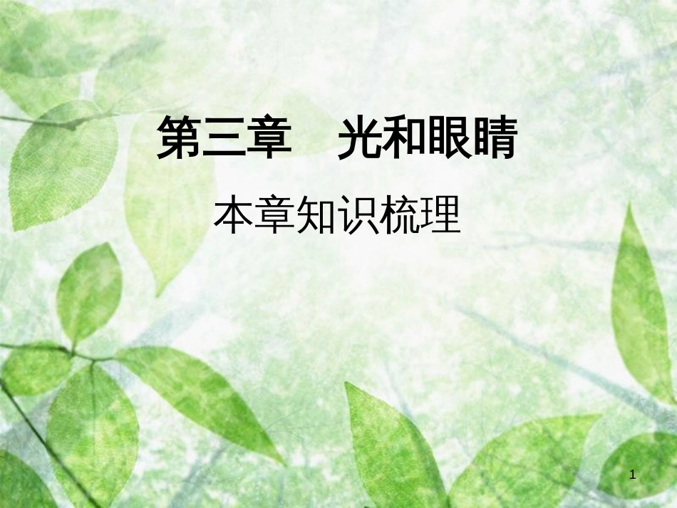 八年级物理上册 期末复习精练 第3章 光和眼睛本章知识梳理习题优质课件 （新版）粤教沪版_第1页