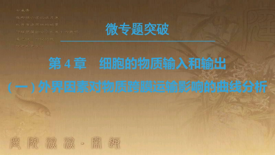 高中生物 第四章 细胞的物质输入和输出 微专题突破1 外界因素对物质跨膜运输影响的曲线分析优质课件 新人教版必修1_第1页