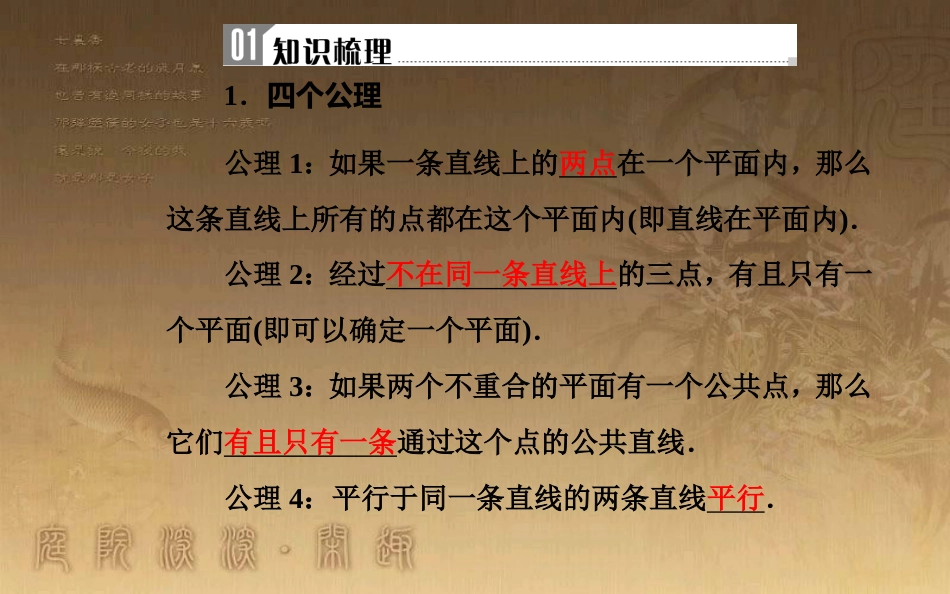高中数学学业水平测试复习 专题三 立体几何初步 第12讲 空间图形的基本关系与公理优质课件_第3页