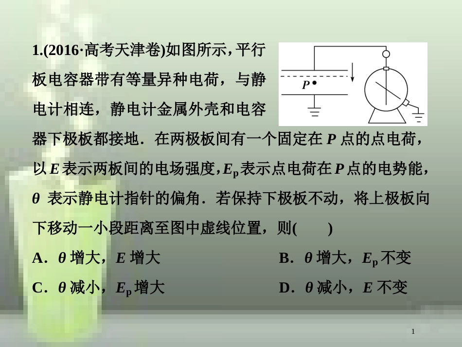 高考物理一轮复习 第七章 静电场 第三节 电容器与电容带电粒子在电场中的运动随堂达标巩固落实优质课件_第1页