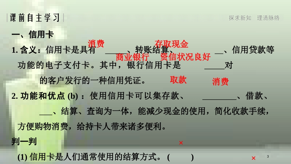 （浙江专版）高中政治 第一单元 生活与消费 第一课 神奇的货币 2 信用卡、支票和外汇优质课件 新人教版必修1_第3页
