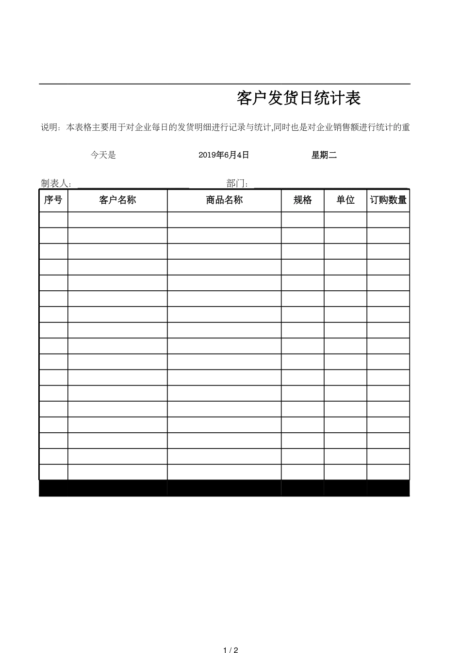 9客户发货日统计表_第1页