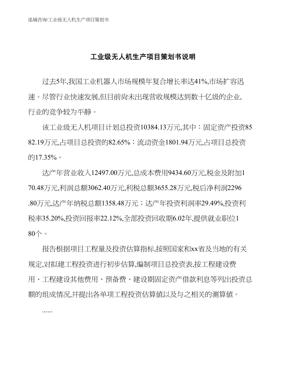 工业级无人机生产项目策划书_第2页