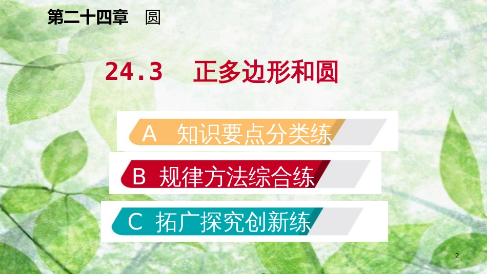 九年级数学上册 第24章 圆 24.3 正多边形和圆（作业本）优质课件 （新版）新人教版_第2页