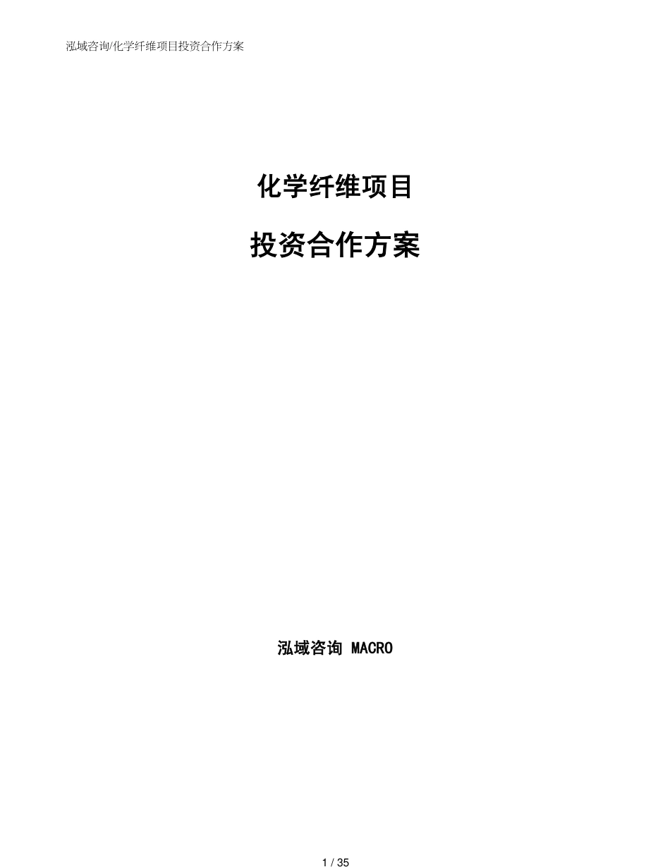 化学纤维项目投资合作方案模板_第1页