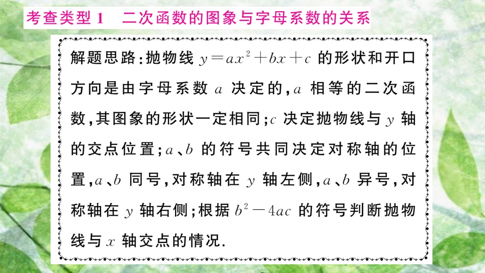 九年级数学上册 第二十二章 二次函数 小专题训练（二）二次函数y＝ax2＋bx＋c的图象与字母系数的关系习题优质课件 （新版）新人教版_第2页