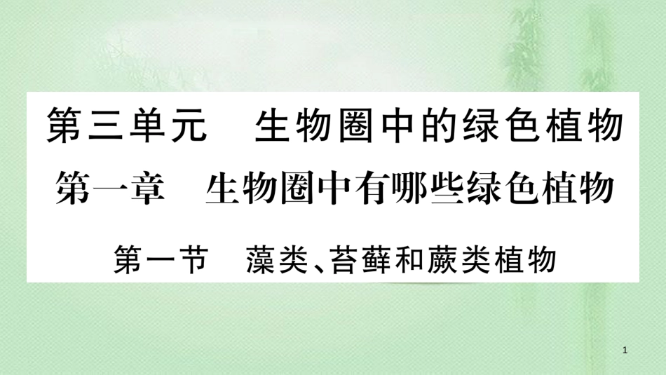 七年级生物上册 第3单元 第1章 第1节 藻类、苔藓和蕨类植物习题优质课件 （新版）新人教版_第1页