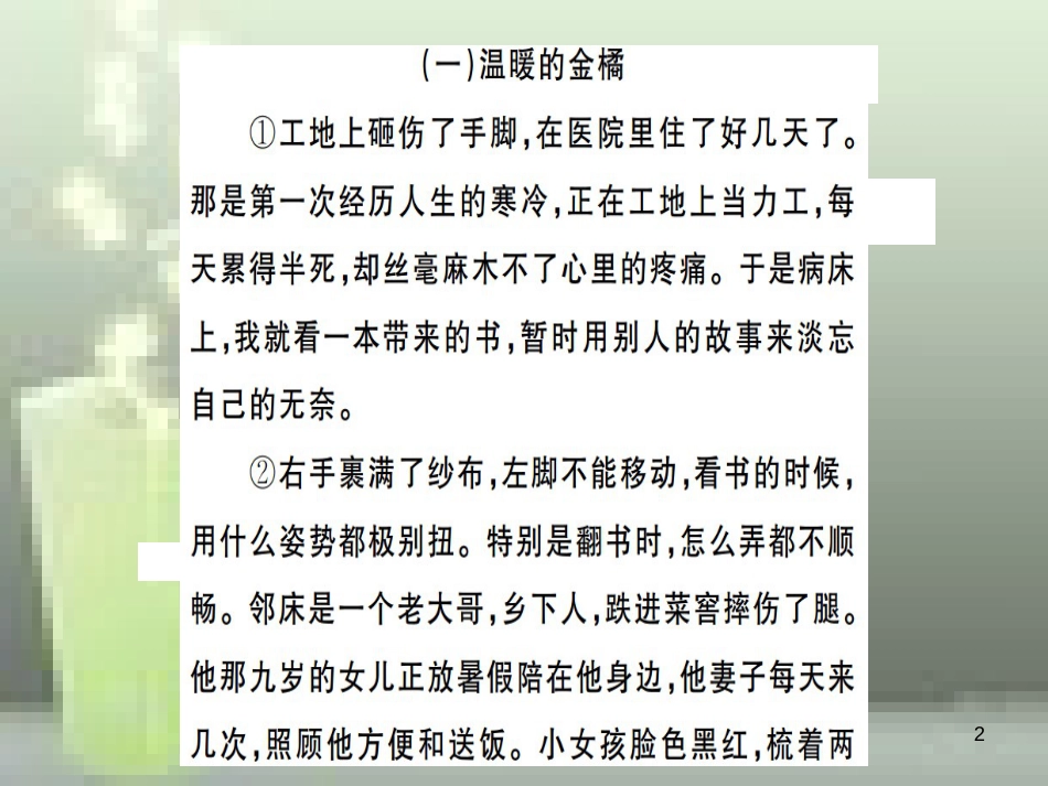 （武汉专用）八年级语文上册 专题七 记叙文阅读习题优质课件 新人教版_第2页