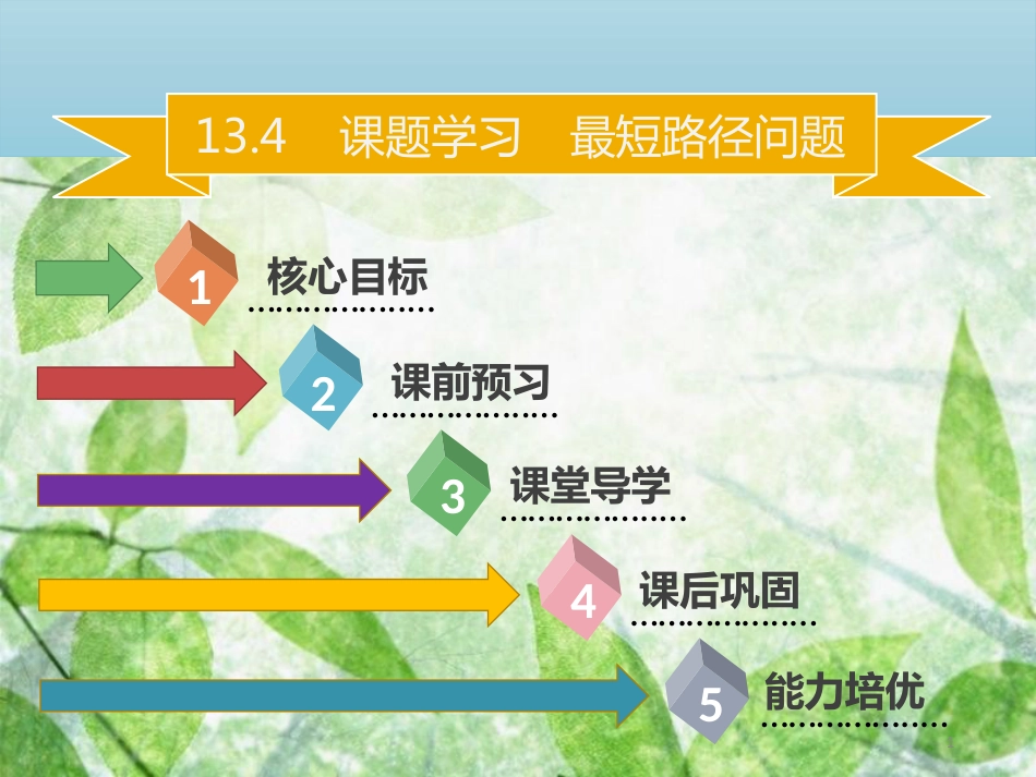 八年级数学上册 第十三章 轴对称 13.4 课题学习 最短路径问题同步优质课件 （新版）新人教版_第1页