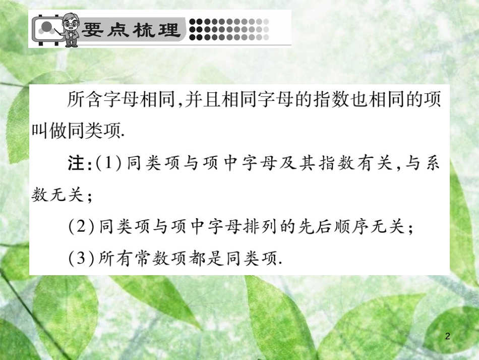 七年级数学上册 第3章 整式的加减 3.4.1 同类项优质课件 （新版）华东师大版_第2页