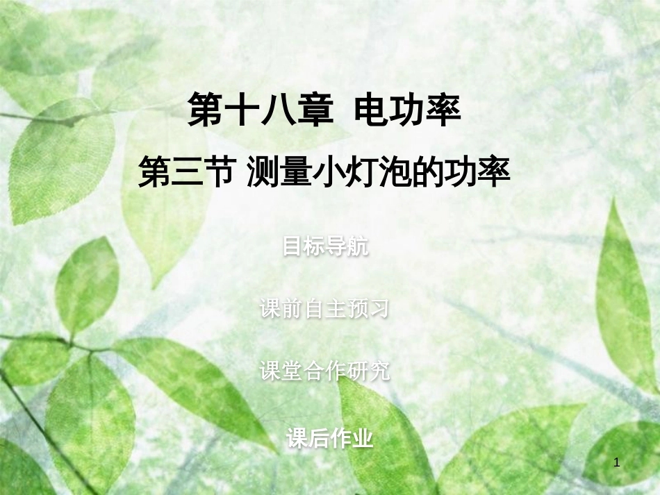 九年级物理全册 18.3 测量小灯泡的功率习题优质课件 （新版）新人教版_第1页