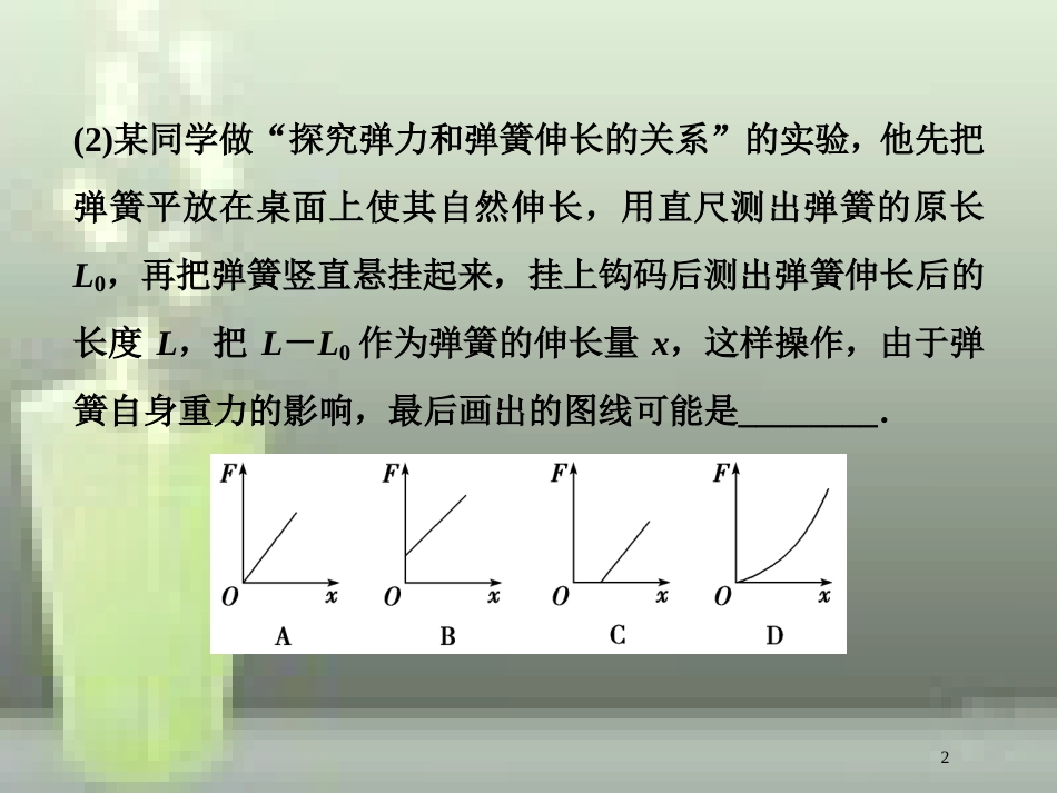 （新课标）高考物理一轮复习 第二章 相互作用 实验二 探究弹力和弹簧伸长的关系随堂达标优质课件_第2页