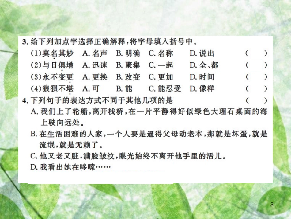 九年级语文上册 第四单元 15 我的叔叔于勒习题优质课件 新人教版 (2)_第3页