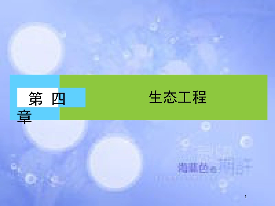高中生物 第四章 生态工程 第1节 生态工程的原理和类型课件 苏教版选修3_第1页