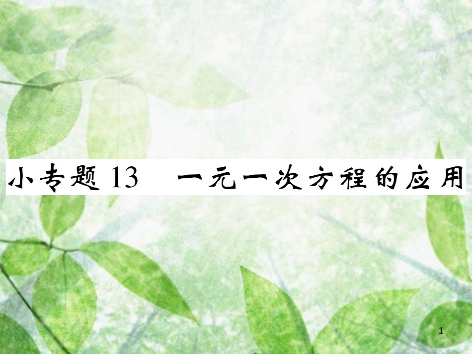七年级数学上册 小专题13 一元一次方程的应用优质课件 （新版）北师大版_第1页