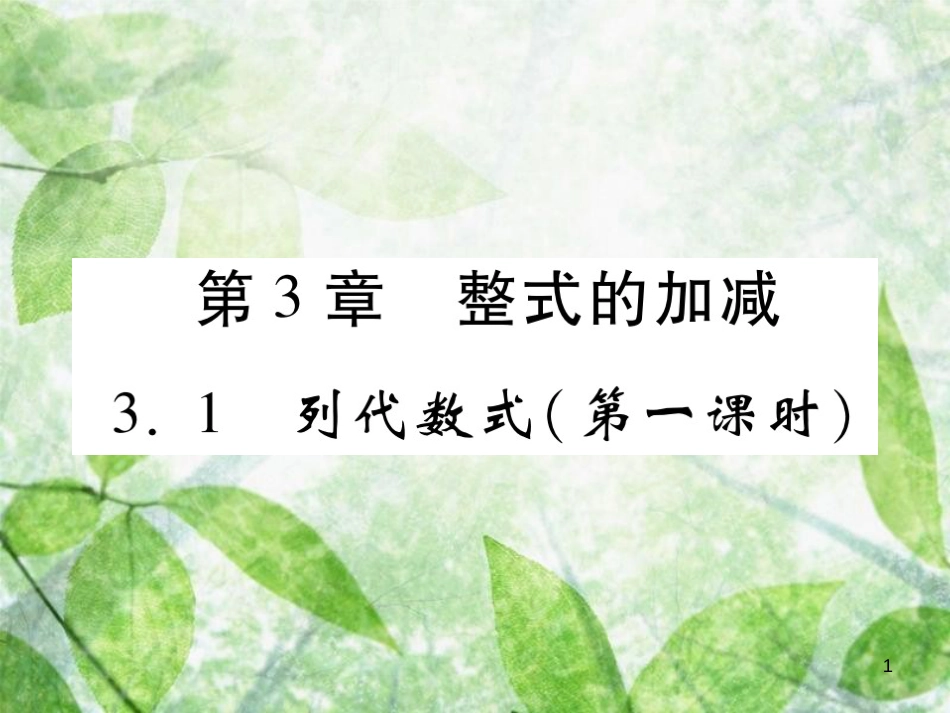 七年级数学上册 第3章 整式的加减 3.1 列代数式（第1课时）练习优质课件 （新版）华东师大版_第1页