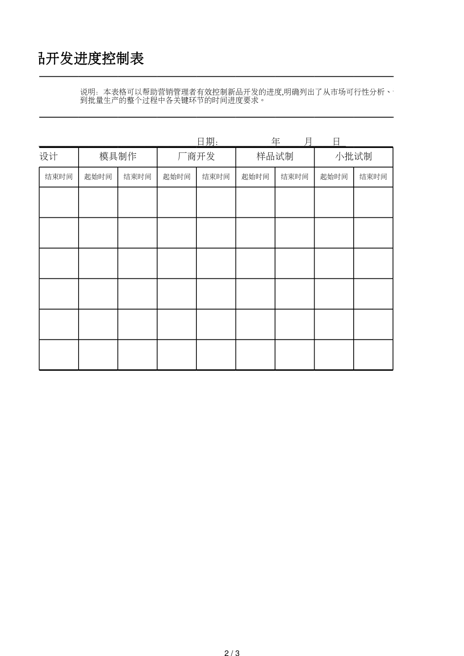 4新产品开发进度控制表_第2页