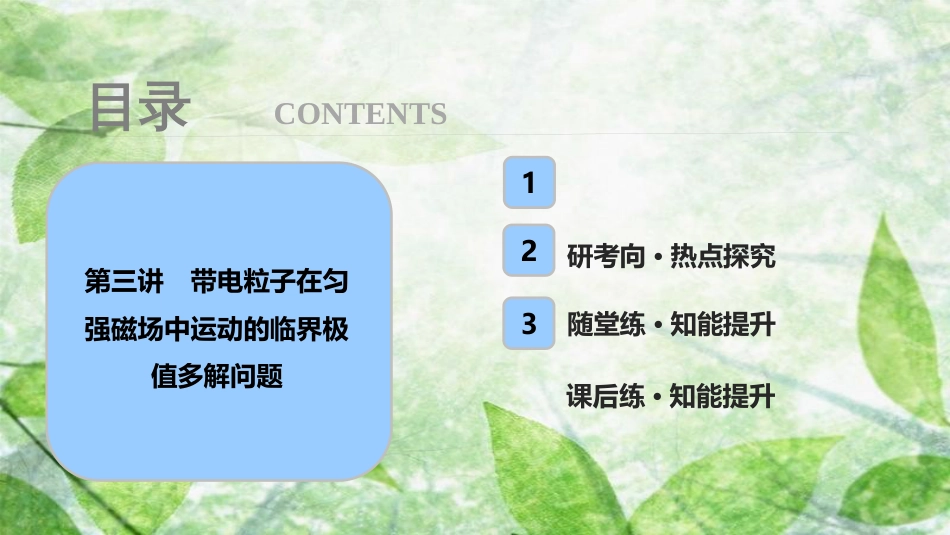 高考物理一轮复习 第九章 磁场 第三讲 带电粒子在匀强磁场中运动的临界极值多解问题优质课件_第1页