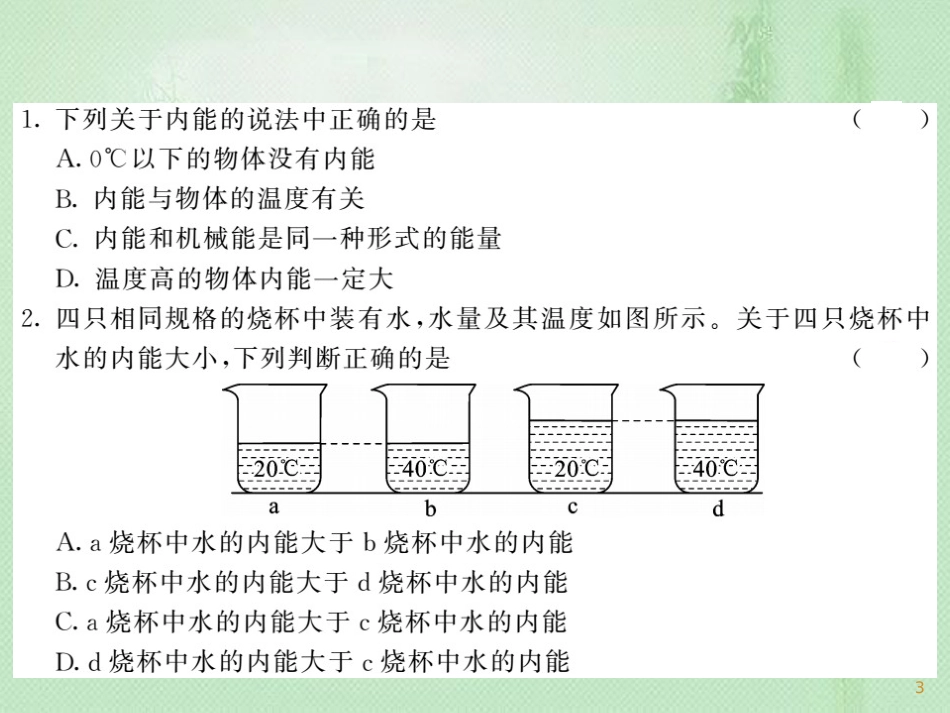 九年级物理全册 第13章 第2节 内能习题优质课件 （新版）新人教版_第3页