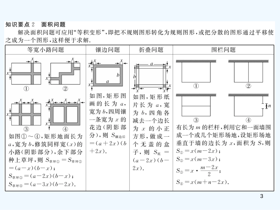 （江西专用）九年级数学上册 2.3 用公式法求解一元二次方程 第2课时 利用一元二次方程解决面积问题讲练优质课件 （新版）北师大版_第3页