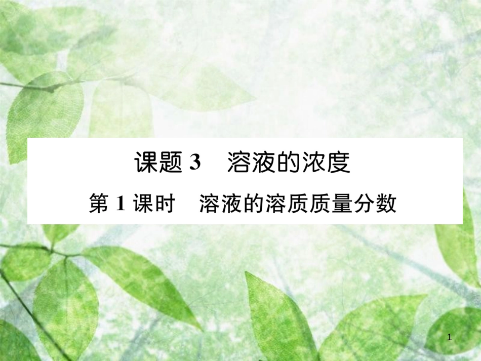 九年级化学下册 第9单元 溶液 课题3 溶液的浓度 第1课时 溶液的溶质质量分数作业优质课件 （新版）新人教版_第1页