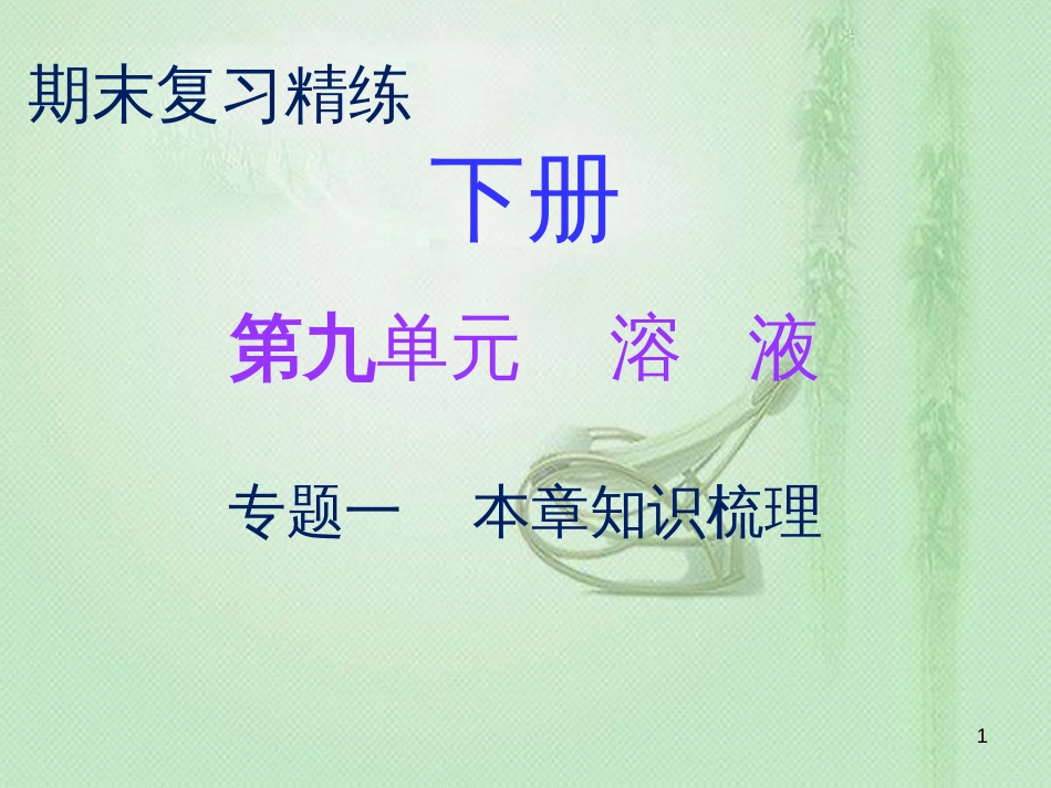 九年级化学下册 期末复习精炼 第九单元 溶液 专题一 本章知识梳理优质课件 （新版）新人教版_第1页