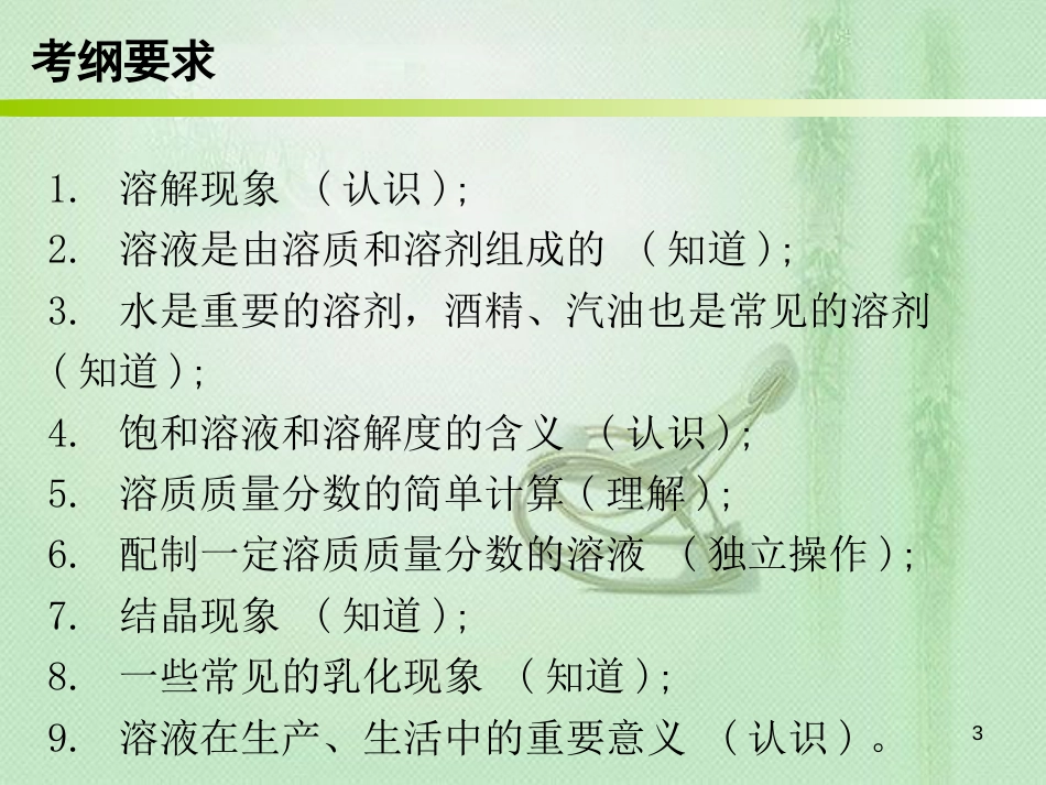 九年级化学下册 期末复习精炼 第九单元 溶液 专题一 本章知识梳理优质课件 （新版）新人教版_第3页