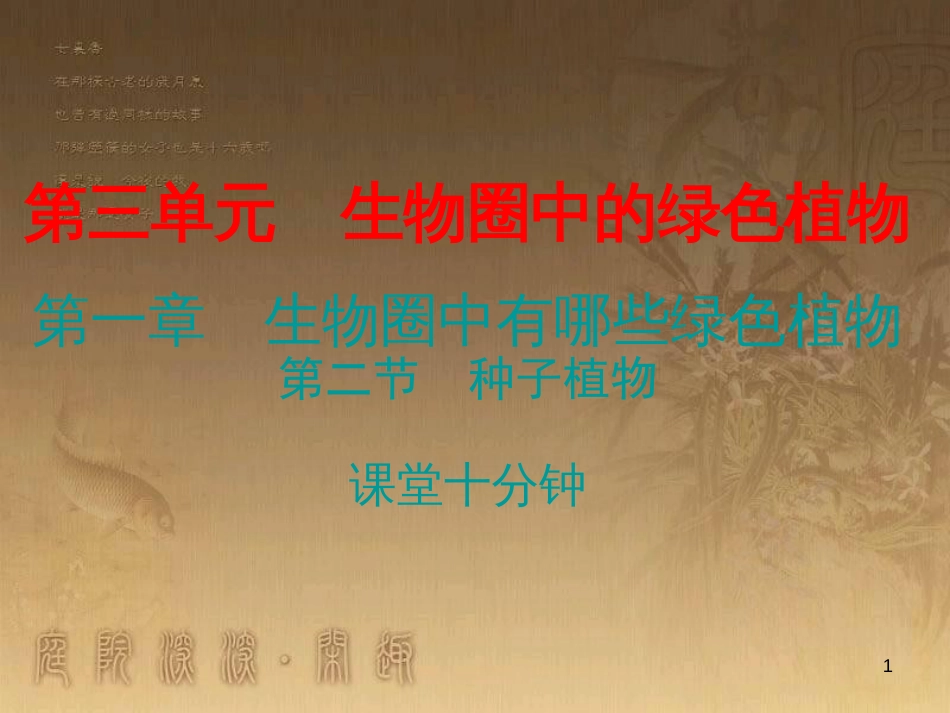七年级生物上册 第三单元 第一章 第二节 种子植物课堂十分钟优质课件 (新版)新人教版_第1页