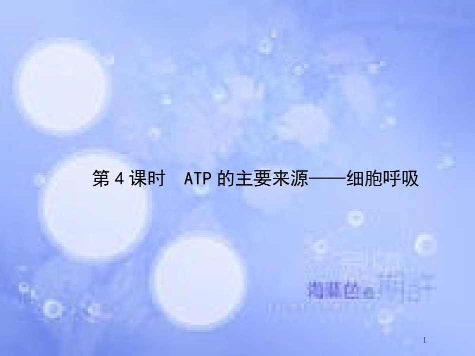 高中生物 第5单元 细胞的能量供应和利用（第4课时）ATP的主要来源——细胞呼吸课件 新人教版必修1_第1页