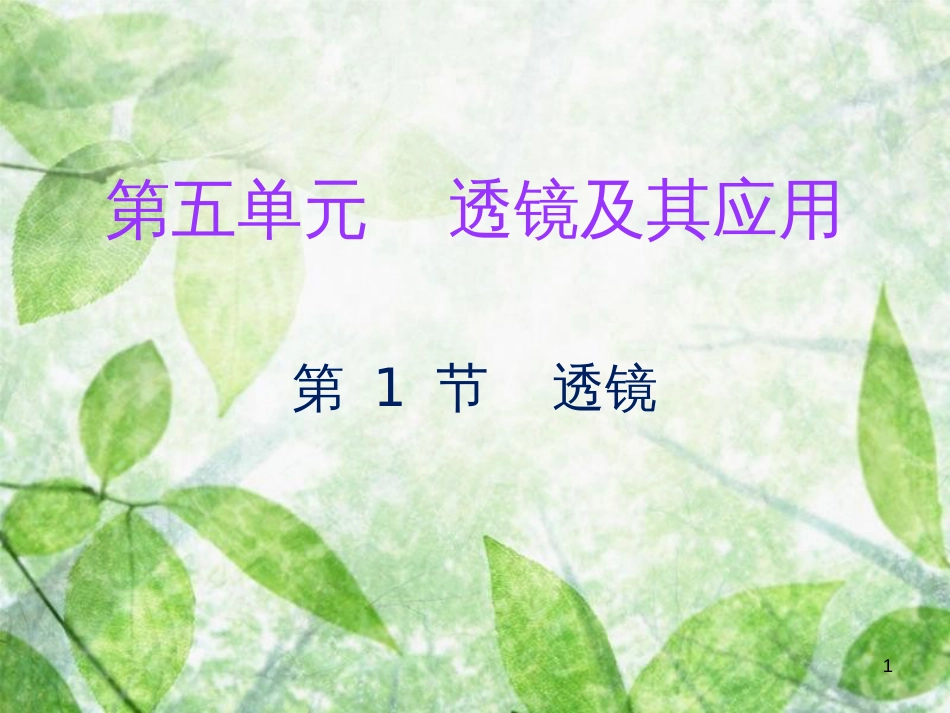 2018年八年级物理上册 第五章 第1节 透镜习题优质课件 （新版）新人教版_第1页