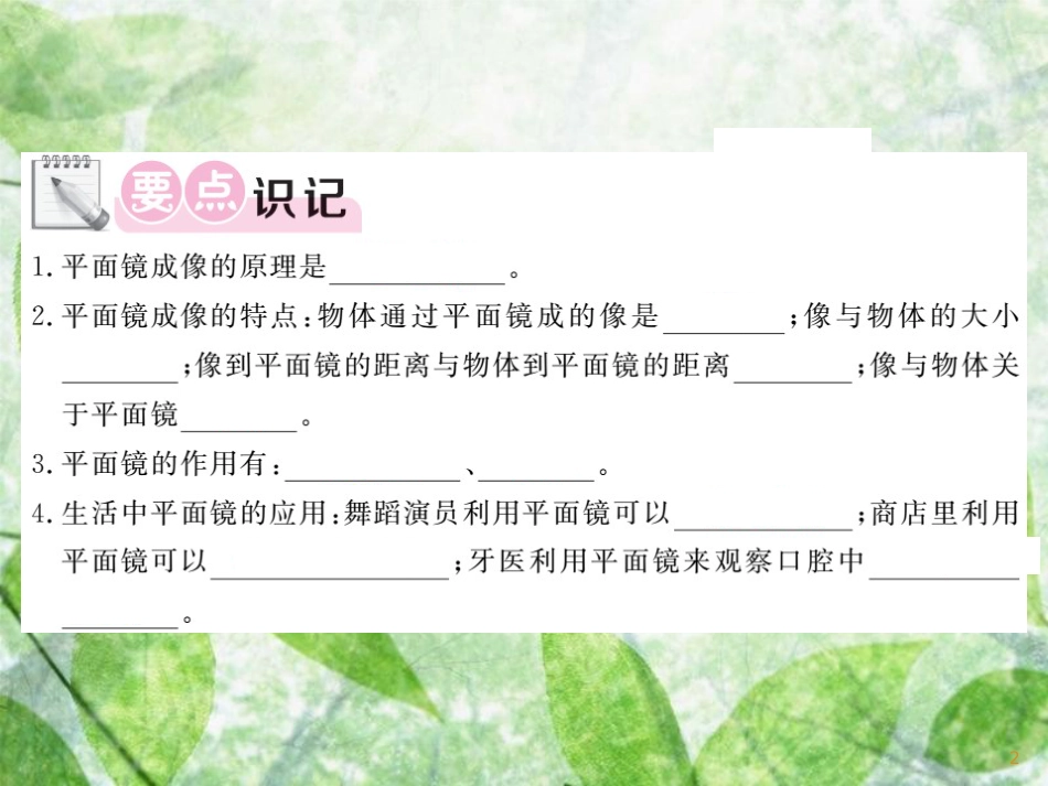 八年级物理上册 第4章 3 科学探究：平面镜成像习题优质课件 （新版）教科版_第2页