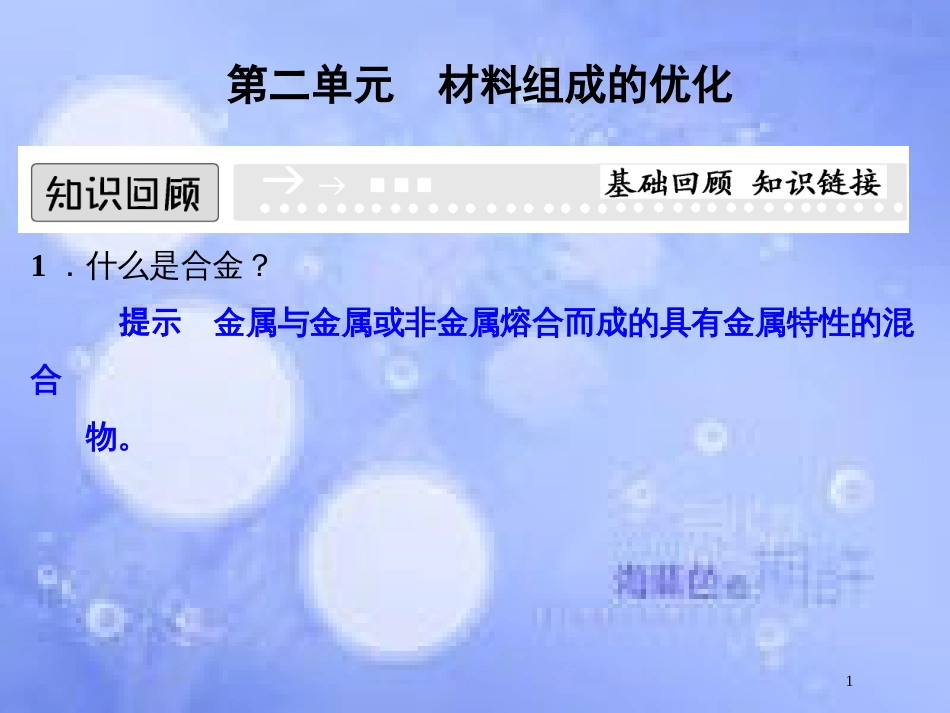 高中化学 专题四 材料加工与性能优化 4.2 材料组成的优化课件 苏教版选修2_第1页