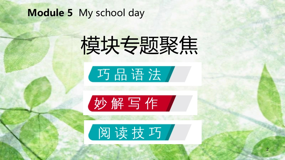 七年级英语上册 Module 5 My school day模块专题聚焦优质课件 （新版）外研版_第2页